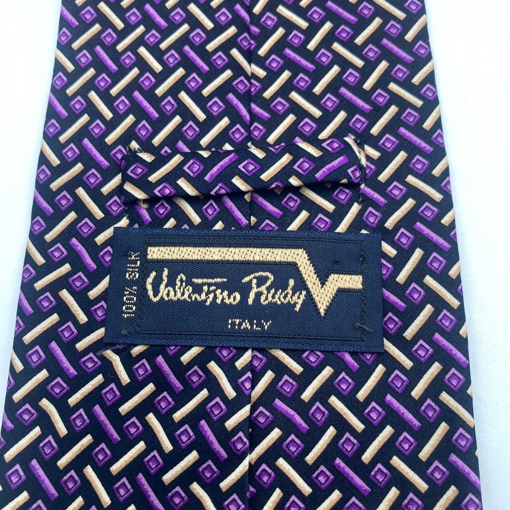 Vintage Valentino‎ Rudy Mens Silk Tie Purple 100% Silk Made in Italy